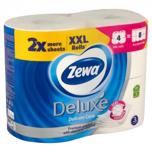 Eü.papír normál ZEWA Deluxe Delicate Care 4 tekercs XXL 3 rétegű fehér