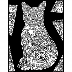 Kreatív kép COLORVELVET "CATS" A4 21*30 cm, flokkolt felületű, színezhető, 12-es filctoll készlettel S4