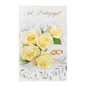 Képeslap 6 ARGUS 13-6134 Sok boldogságot  sárga rózsacsokor, 2 gyűrűvel
