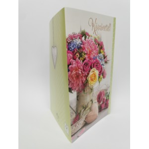 Képeslap ARGUS általános  7-es árkód Köszönettel  virágcsokor rózsaszín   zsebes 15-6352K