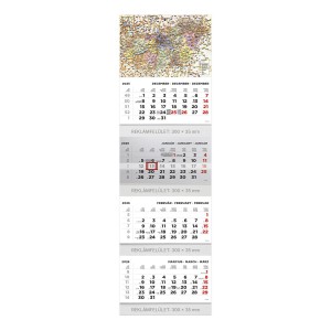 Speditőr naptár T073-008 31,5x106,5 2026 4 tömbös  MO. TÉRKÉP képpel