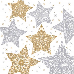 Szalvéta DUNI 33x33cm 3 rétegű karácsonyi 20dbcsg    Snowstars White