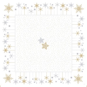 Terítő DUNI 84x84 asztalközép karácsonyi mintás Snowstars White