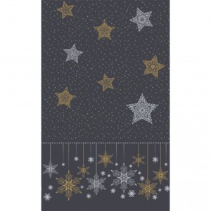 Terítő DUNI 138x220cm Dunicel karácsonyi mintás nem letörölhető Snowstars Black