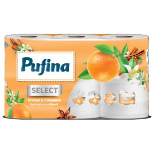 E&uuml;.pap&iacute;r norm&aacute;l PUFINA 6 tekercs 4 r&eacute;tegű narancs &eacute;s fah&eacute;j 140laptek