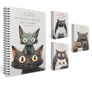 Spir&aacute;lf&uuml;zet GIPTA Cats A6 kem&eacute;ny bor&iacute;t&aacute;ssal  80 lapos vonalas 7623