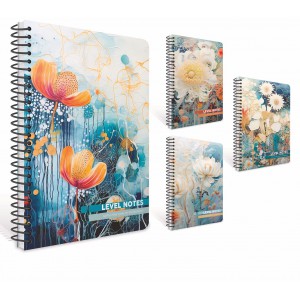 Spir&aacute;lf&uuml;zet GIPTA Level notes 20x28 cm kem&eacute;nyfedeles bor&iacute;t&aacute;ssal  80 lapos kock&aacute;s 7721