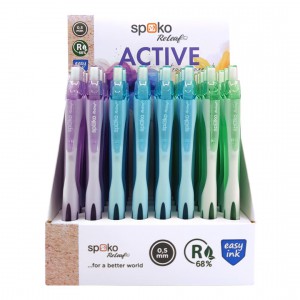 Golyóstoll SPOKO ReLeaf Active átlátszó testpasztell színek S0117