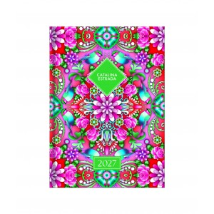 Napi agenda  OFFICE 21  A5 2027 pap&iacute;rbor&iacute;t&oacute;s Catalina Estrada r&oacute;zsasz&iacute;n alap vir&aacute;g-mad&aacute;r mandala