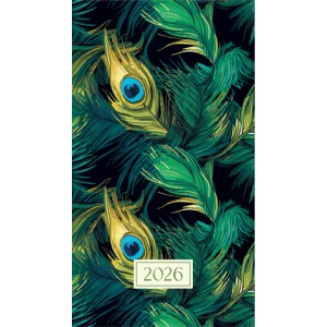 Zsebnaptár álló  OFFICE 21  2026 papírborítós Silk pávatoll