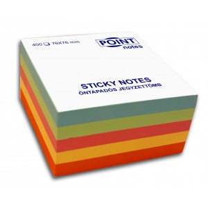 Öntapadós jegyzet POINT Notes  76x76 400lap normálpasztell szivárvány kocka