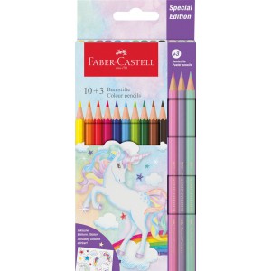 Sz&iacute;nes ceruza 12klt FABER -CASTELL hatsz&ouml;gletű 10+3db unikornis FC111219