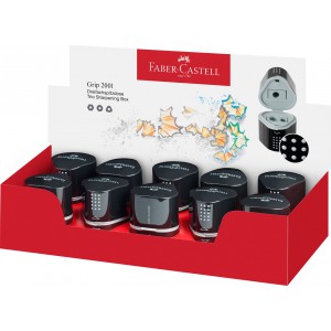 Hegyező FABER-CASTELL GRIP 2001 Trio 3 lyuk&uacute; tart&aacute;lyos fekete FC283899