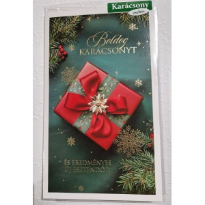 Képeslap 6 Argus karácsonyi 11-6553 Bold.karács.és eredm.új esztendőt! piros ajándékdoboz zsebes