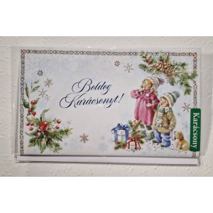 Képeslap 6 Argus karácsonyi 11-5046 Boldog karácsonyt! gyerekek kutyával, karácsonyfával.Kihajth.