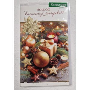 Képeslap 7 Argus karácsonyi 11-6573 Boldog karácsonyi ünnepeket! bronz díszek fahéjjal, zsebes
