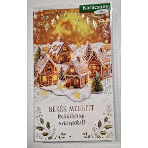 Képeslap 8 Argus karácsonyi 11-6556 Békés,meghitt karácsonyi ünnepeket! mézeskalács házikók,zsebes