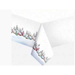 Terítő POLMAK 120x180cm papír letörölhető karácsonyi  022201 Téli táj,havas házikók