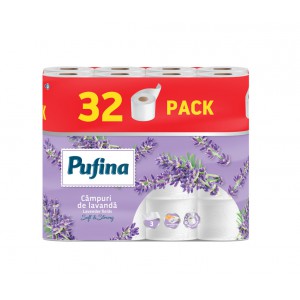 Eü.papír normál PUFINA 32 tekercs 3 rétegű levendula  140laptek