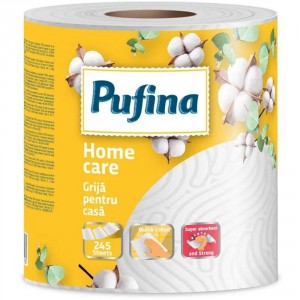 Kéztörlő tekercses PUFINA Home Care 1 tekercs 2 rétegű 51m 245laptek