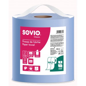 K&eacute;zt&ouml;rlő tekercses SOVIO 1 tekercs 2 r&eacute;tegű k&eacute;k sz&iacute;nű 160,5m 535laptek