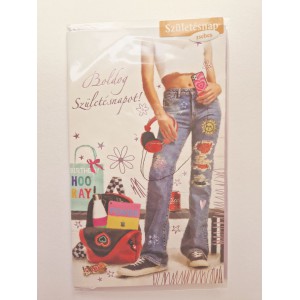 K&eacute;peslap 6 ARGUS 15-6592 Boldog sz&uuml;let&eacute;snapot! L&aacute;ny tornacipőben, zsebes