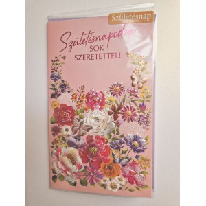 K&eacute;peslap 6 ARGUS 15-6596 Sz&uuml;let&eacute;snapodra sok szeretettel! R&oacute;zsasz&iacute;n alapon vir&aacute;gok pillang&oacute;val