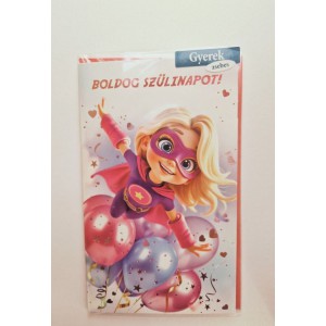 K&eacute;peslap 6 ARGUS 17-6072 Boldog sz&uuml;linapot! Szuperhős l&aacute;ny, zsebes