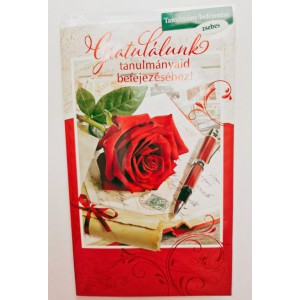 K&eacute;peslap 6 ARGUS 18-6004 Ballag&aacute;s. Grat. tanulm&aacute;nyaid bef. Piros r&oacute;zsa tollal, zsebes