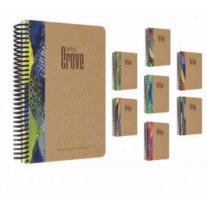 Spir&aacute;lf&uuml;zet GIPTA Grove 17x24 cm karton bor&iacute;t&aacute;ssal 100 lapos kock&aacute;s 7840