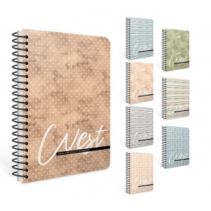 Spir&aacute;lf&uuml;zet GIPTA West 17x24 cm karton bor&iacute;t&aacute;ssal 120 lapos p&ouml;tty&ouml;s 8861