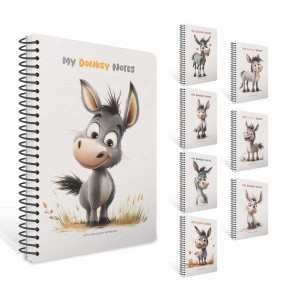 Spir&aacute;lf&uuml;zet GIPTA Donkey Notes A6 dombor nyomott  bor&iacute;t&aacute;ssal  80 lapos vonalas 7874