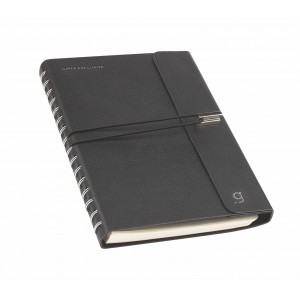 Be&iacute;r&oacute; jegyzet GIPTA Personel 17x24cm bőrfedeles gumi z&aacute;r&oacute;szalaggal 120 lapos vonalas 8509