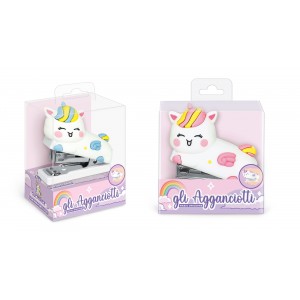 Tűzőg&eacute;p LEBEZ "Magic unikornis" mint&aacute;val 4 sz&iacute;n +500 kapocs  no.24 12 lap 82321