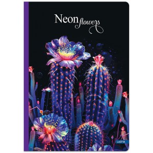 F&uuml;zet LASTVA kem.fedeles A4 96lap NEON FLOWERS 70g vonalas 33337