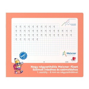 F&uuml;zet S&Uuml;NI Meixner A4 32 lapos nagy n&eacute;gyzeth&aacute;l&oacute;s sz&aacute;mok &iacute;r&aacute;s&aacute;hoz &eacute;s gyakorl&aacute;s&aacute;hoz 1. oszt&aacute;lyos  8*8 mm n&eacute;gyzeth&aacute;l&oacute;val