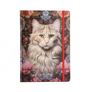 Napl&oacute; ARGUS B5 kem&eacute;nyfedeles17,6x25 cm Macska piros gumival 96 lapos 1416-0002