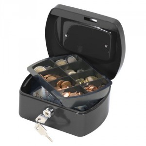 P&eacute;nzkazetta f&eacute;m Q-ConnectWEDO  A6 155x120x75mm fekete