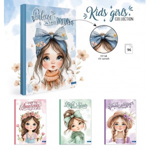 F&uuml;zet LASTVA kem.fedeles A4 96 lap KIDS GIRLS 70g vonalas 33353 5024
