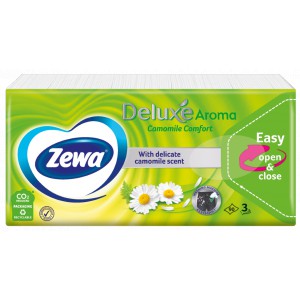 Papírzsebkendő ZEWA Deluxe 90db-os 3 rétegű Kamilla