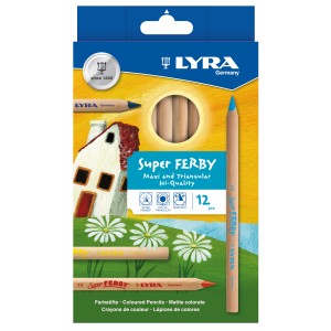 Színes ceruza készlet12 Lyra Super Ferby 6,25mm 3711120 natúr, Waldorf  3711121