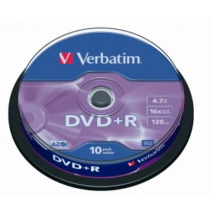DVD+R VERBATIM   írható 4,7GB16x hengerben 10db DVDV+16B10